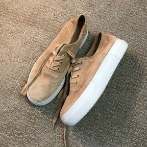 Vince Tan Suede Leather Platform Sneakers Shoes